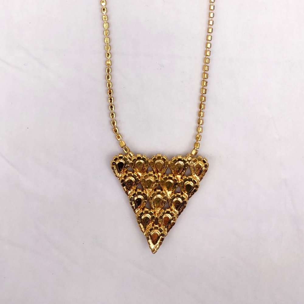 Triangular Amber Rhinestone Statement Necklace An… - image 4